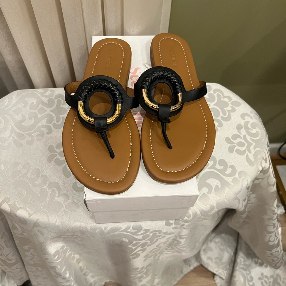 See By Chloe Black and Tan Sandals